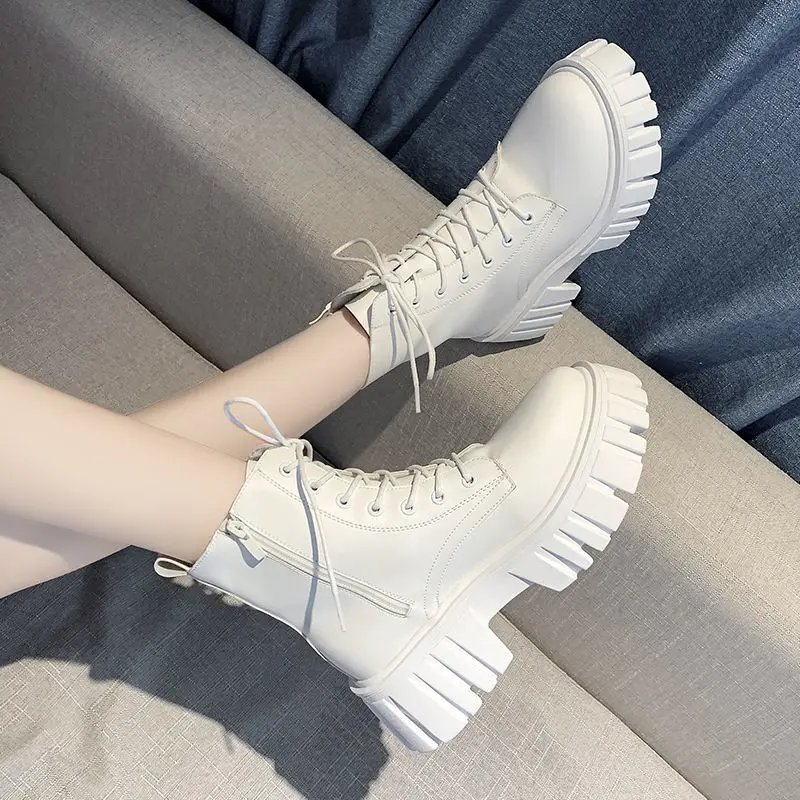 Platform Women Boots Winter Platform Ankle Boots Sexy Punk Motorcycle Boots Shoes High Heel Ankle Boots for Women Booties