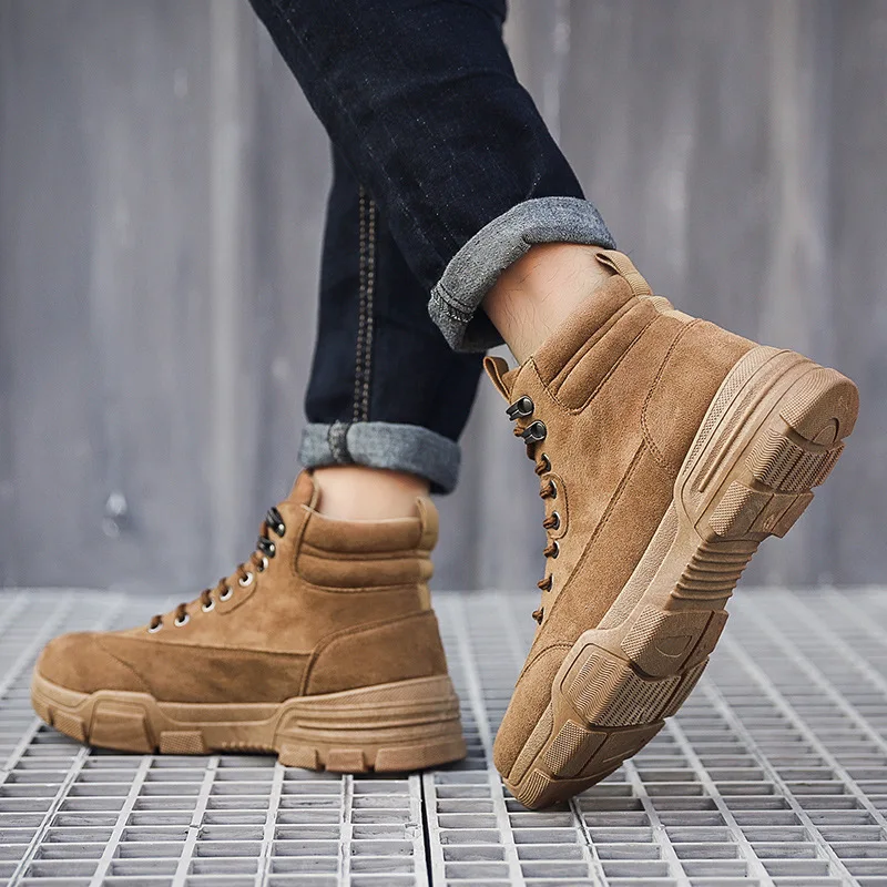 

Осенне-зимняя мужская обувь на толстой нескользящей подошве; Повседневная мужская обувь; Мужские высокие кроссовки; Цвет черный, белый; KA2768;...