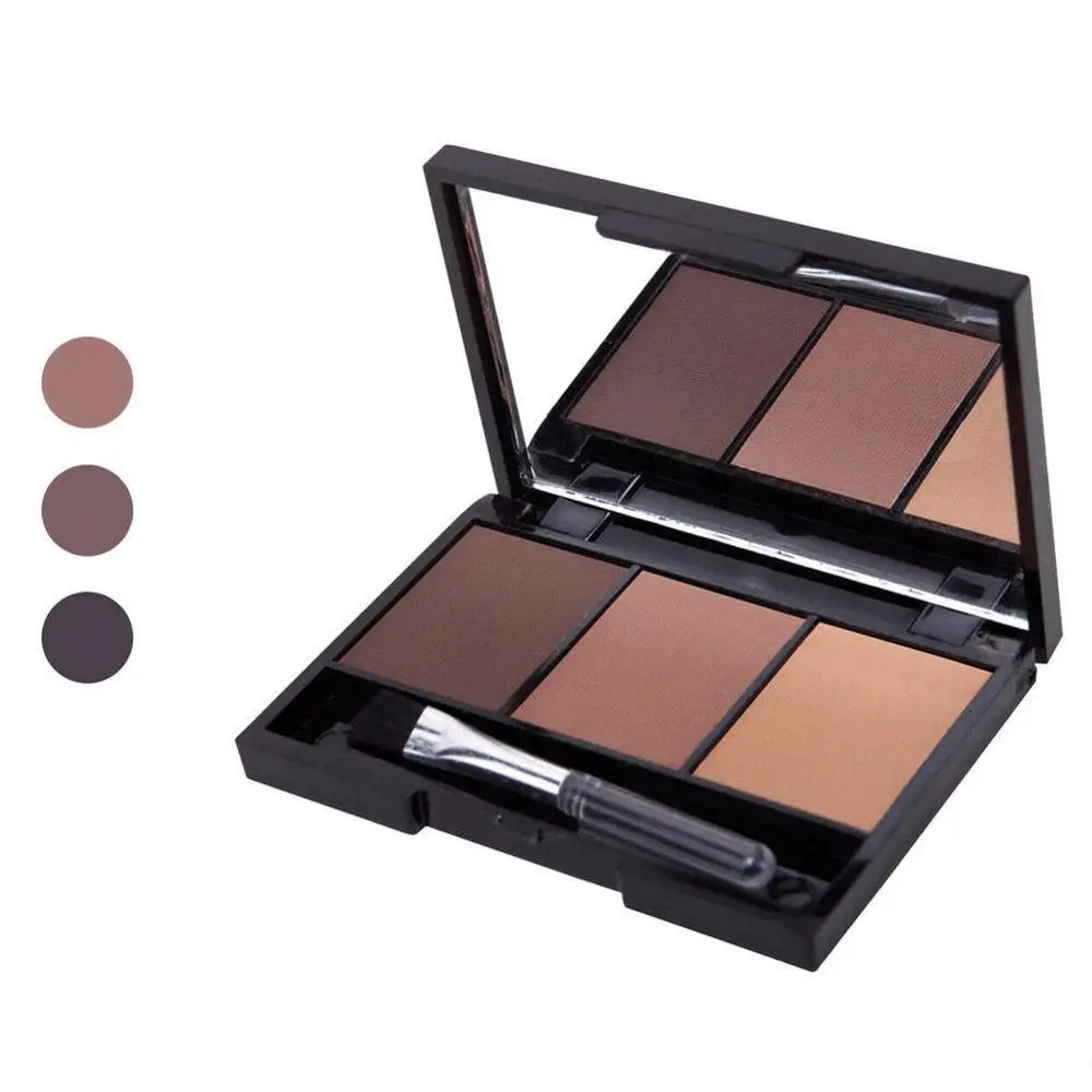3 Color Eyebrow Powder Palette Cosmetic Eye Brow Enhancer Professional Waterproof Makeup Shadow With Brush Mirror Box | Красота и