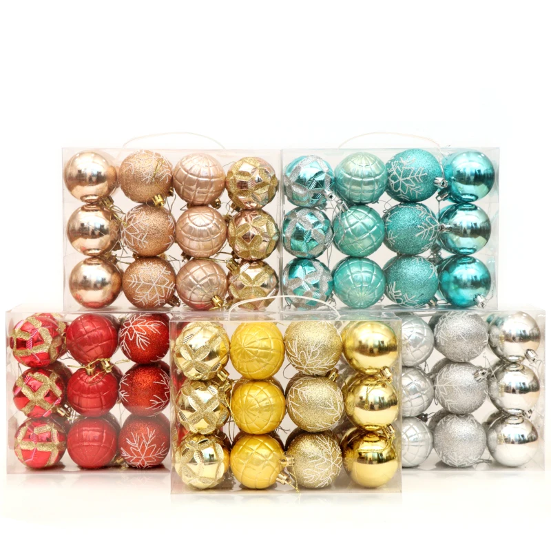 

24PCS A Set Christmas Tree Decoration Ball Colorful Christmas Drop Decoration Santa Light Ball Home Party Market Ornament