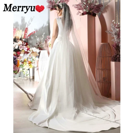 

2021 New Mermaid Wedding Dress Bridal Gown Sexy V Neck t Chapel Train Formal Bride Wedding Party Gown