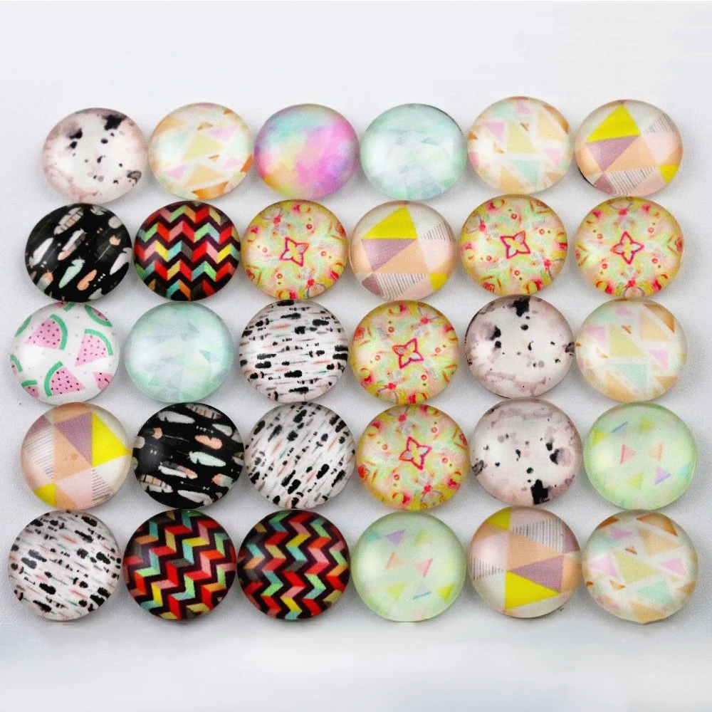 

Hot Sale 50pcs 12mm Mixed Handmade Photo Glass Cabochons (D5-18)