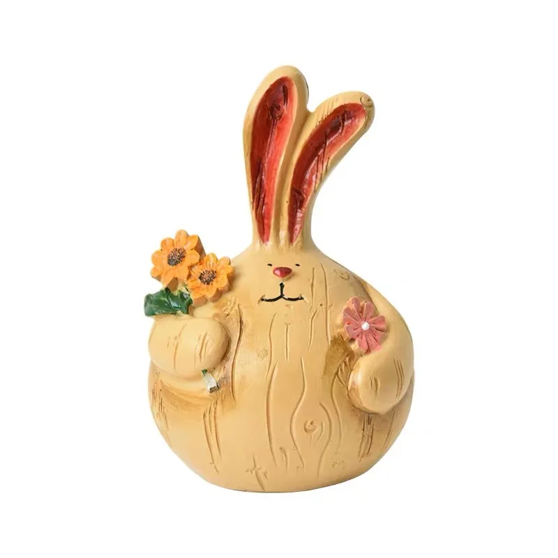 

2021 New Creative Rustic Resin Home Decor Rabbit Figurines Rabbit Resin Ornaments
