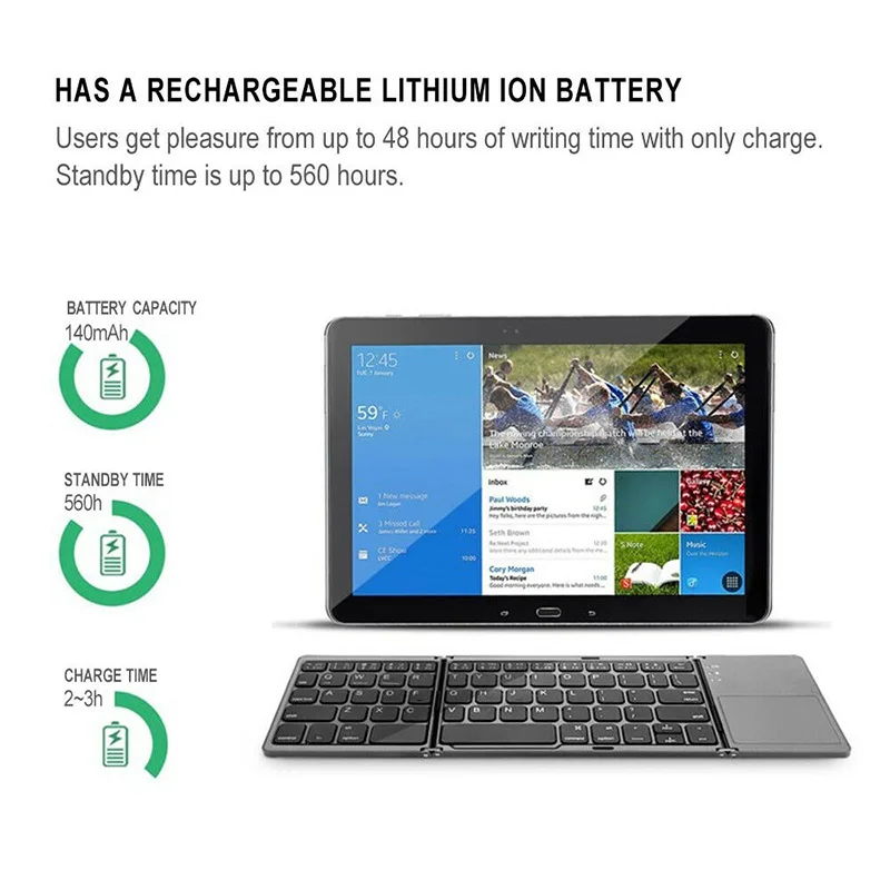 

Portable Folding Bluetooth Mini Keyboard Foldable Wireless Touchpad Keyboard JHP-Best