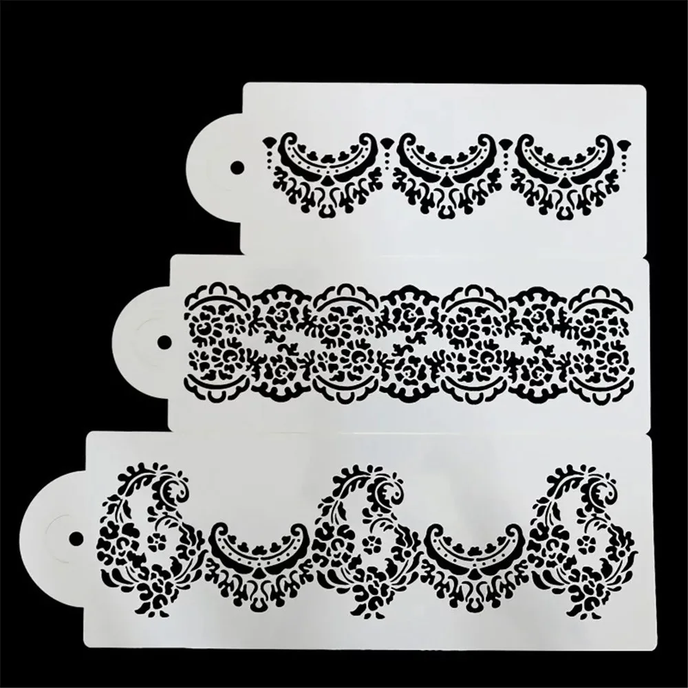 3 шт./компл. цветок Fondant (сахарная) торт трафаретная форма границы кружева