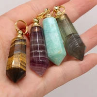 hexagon amethysts perfume bottle pendant natural tiger eye stone essential oil diffuser connector diy jewelry making necklace