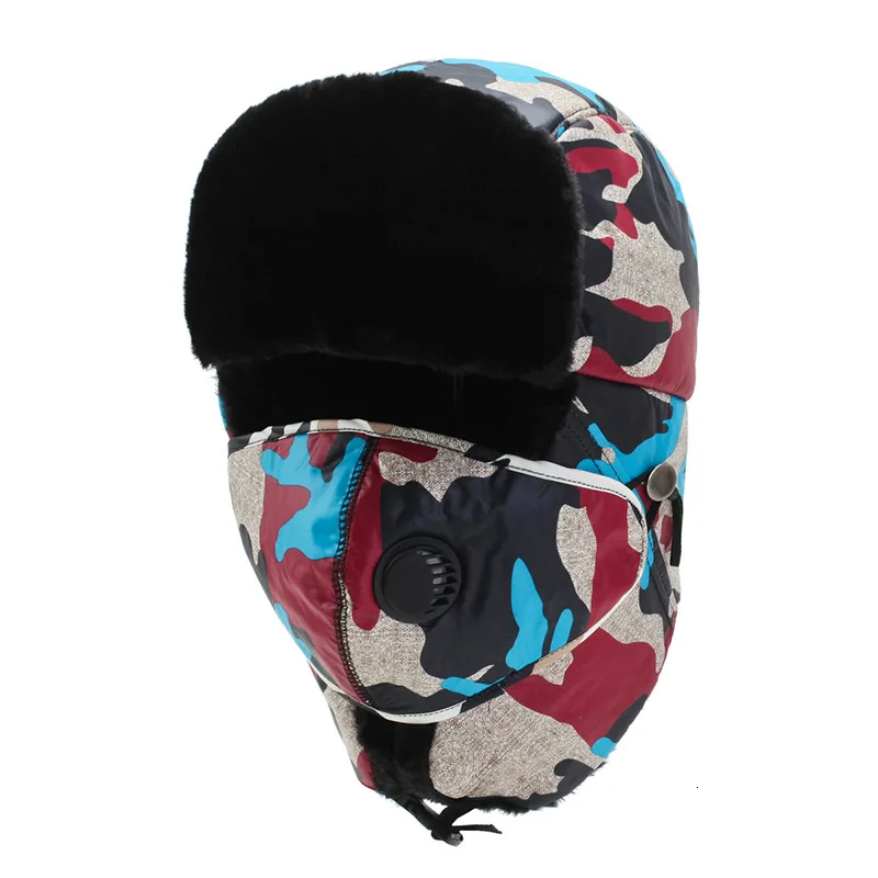 Зимняя шапка Ветрозащитная маска для лица мужчин и женщин черные ушанки зимняя