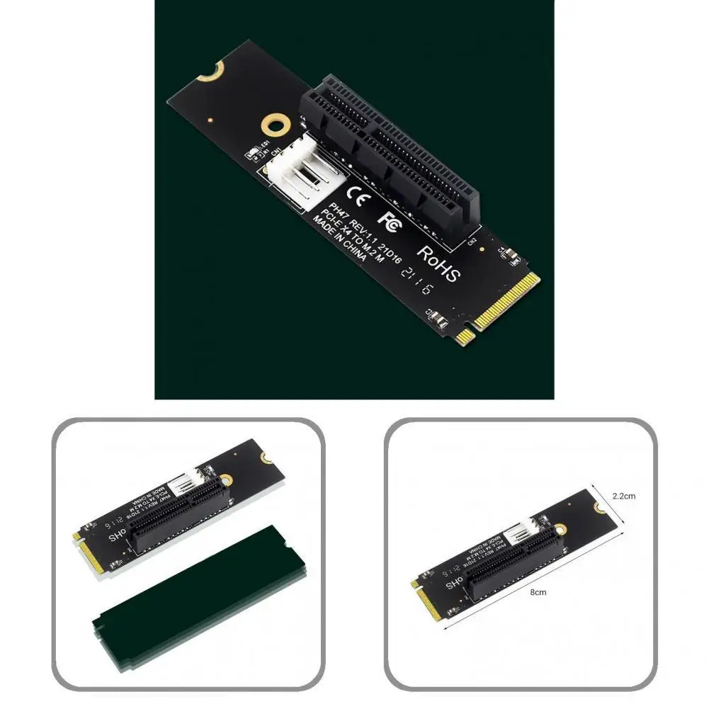

Compact Practical M.2 SSD NGFF to PCI-E X4 Converter Card with Cable Extender Card Professional for Computer