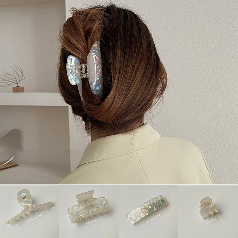 

Korean Vintage Acetate Hairpins Mermaid Color Hair Clip Hair Accessories Fashion Geometric Hair Clip Hairpin Cute Bath Clip