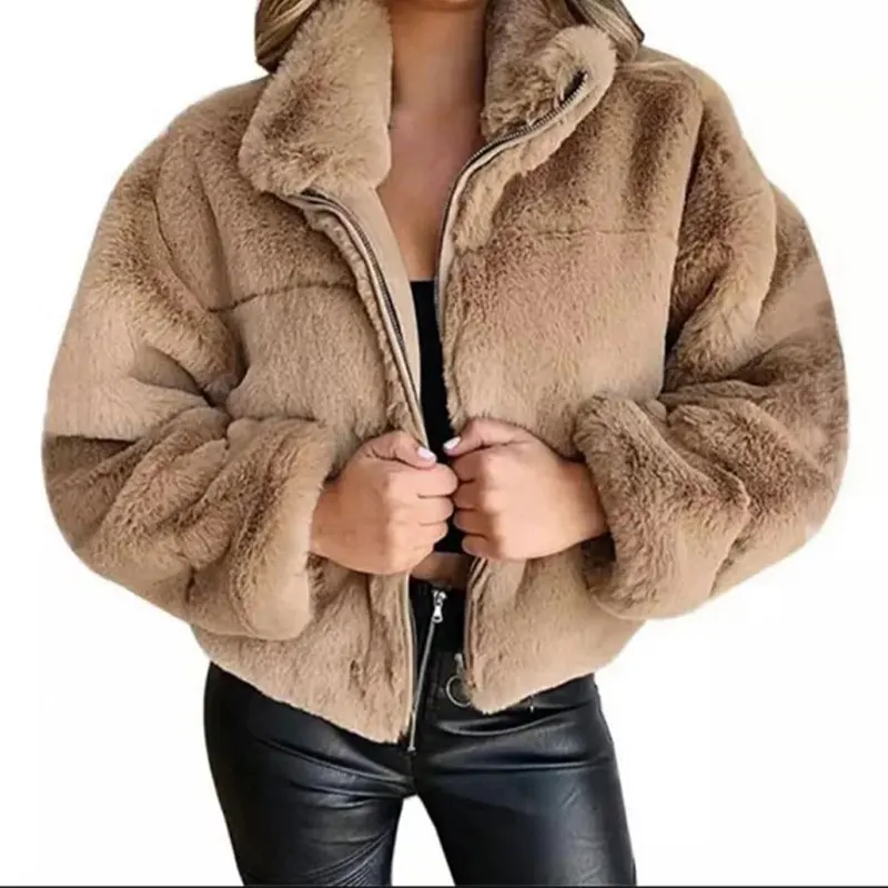 

2021 New Autumn Winter Fashion Woman Warm Thick Parkas Outwear Casual Loose Long Sleeves Chic Zipper Female Jacket Coat Tops