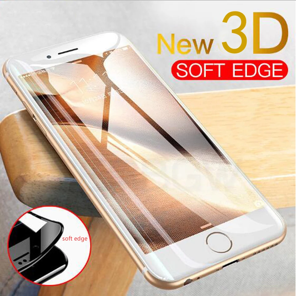 3D полное покрытие стекло для iPhone 8 7 6s plus Защита экрана 6 мягкое Защитное |
