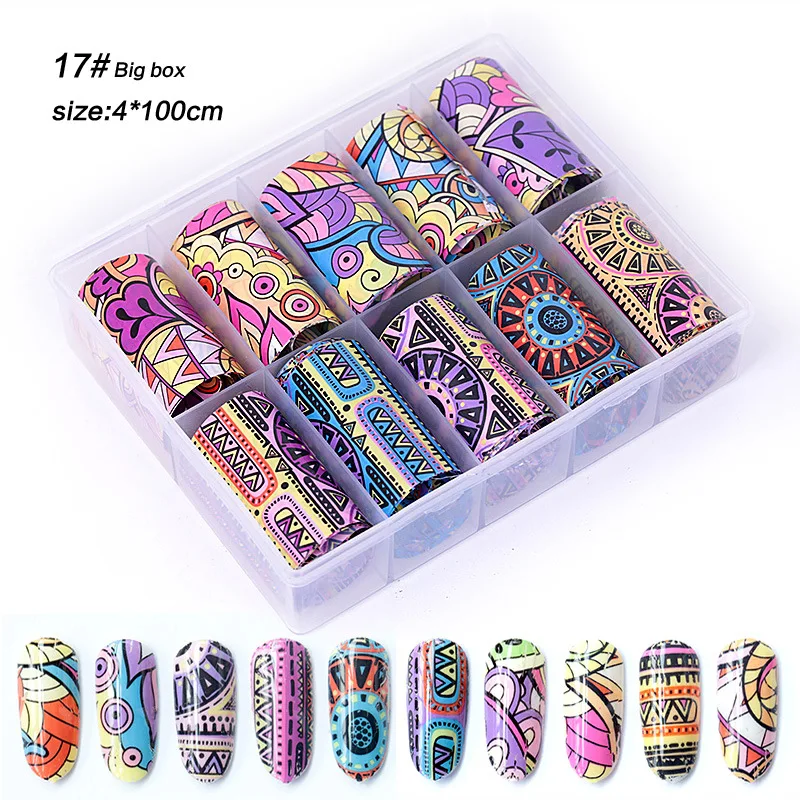 

10pcs 4cm Retro Holographic Nail Art Transfer Foil Sticker Starry AB Paper Wraps Adhesive Decals Nails Decoration Accessories