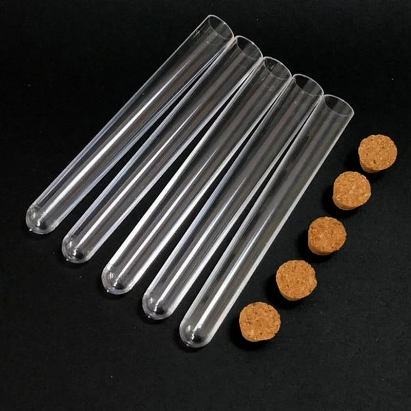 Лабораторная прозрачная пластиковая пробирка 100 шт./лот 12x100 мм круглая трубка с