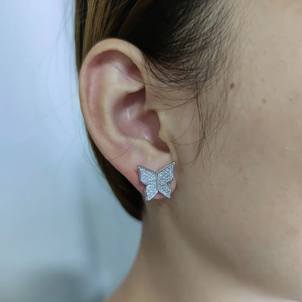 Новое поступление серьги гвоздики с бабочкой медный материал кубические