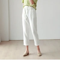 summer 2021 high waist white suit pants withe belt office lady green chic pencil pants for women ropa mujer