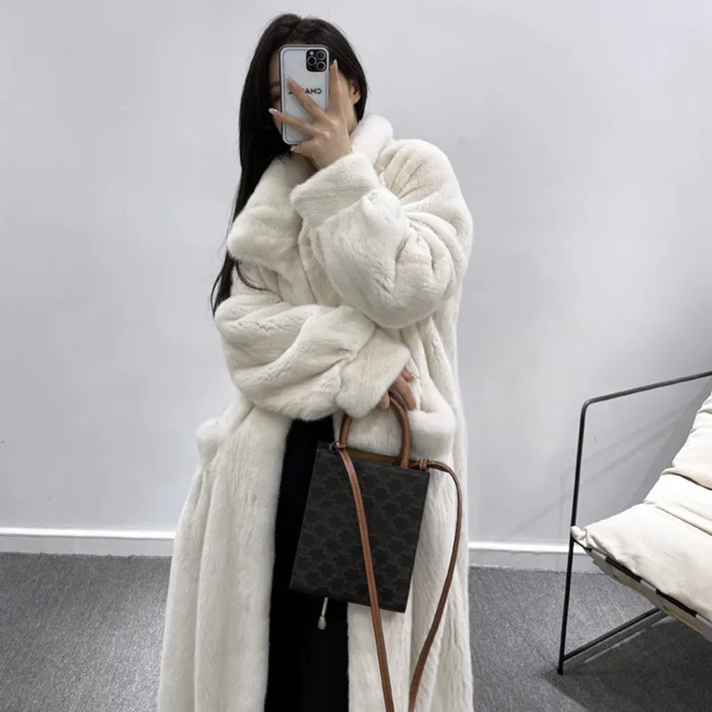 

Женская длинная шуба из натурального меха норки, зимняя теплая шуба с карманами из натурального меха норки, 2021