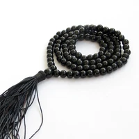 6mm obsidian 108 buddha beads tassels mala necklace chakas chain lucky energy cuff