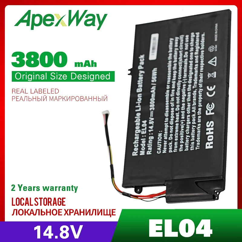 Аккумулятор ApexWay 14 8 в для HP ENVY 681879 171 PR4 I5 3317U 4 4T 1000 TouchSmart EL04XL 1C1 ELO4XL 541