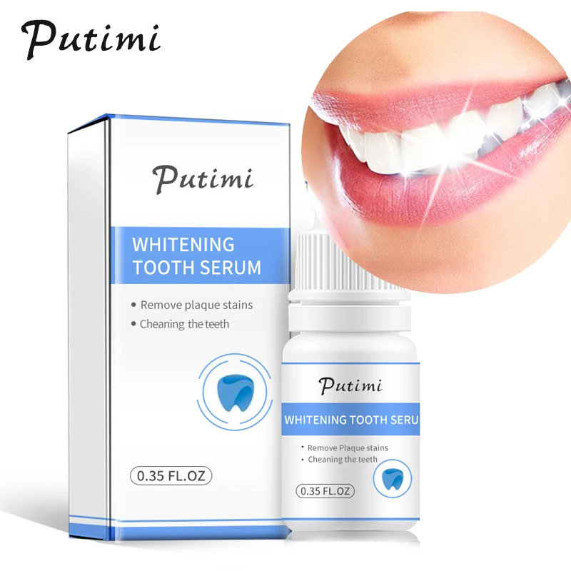 

PUTIMI 10/20/30Pcs Teeth Whitening Serum Remove Plaque Stains Whitening Yellow Tooth Oral Hygiene Cleaning Serum Bleaching Tool