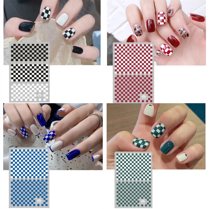 

Новые модные наклейки для ногтей, геометрическая решетка, квадратные 3D наклейки для дизайна ногтей, слайдеры, фольга, клейкие аксессуары дл...