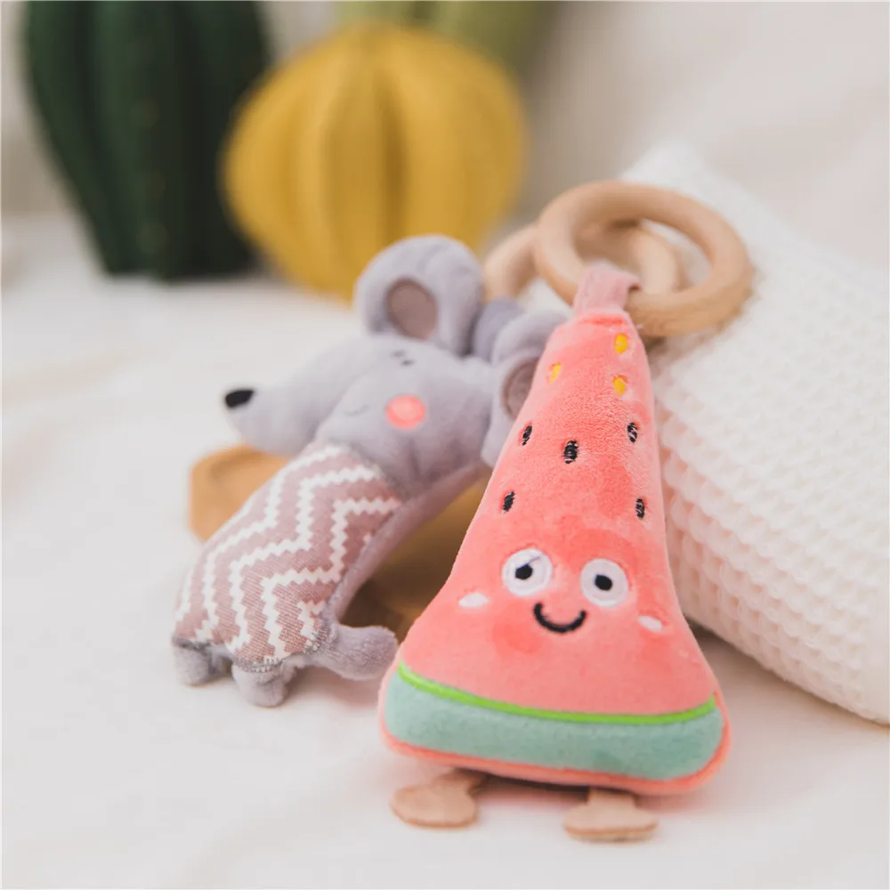 

1pc Baby Rattles Wooden Pendant Mobile Baby Toys Children's Fitness Frame Pendant Stroller Accessories Cartoon Infant Toy
