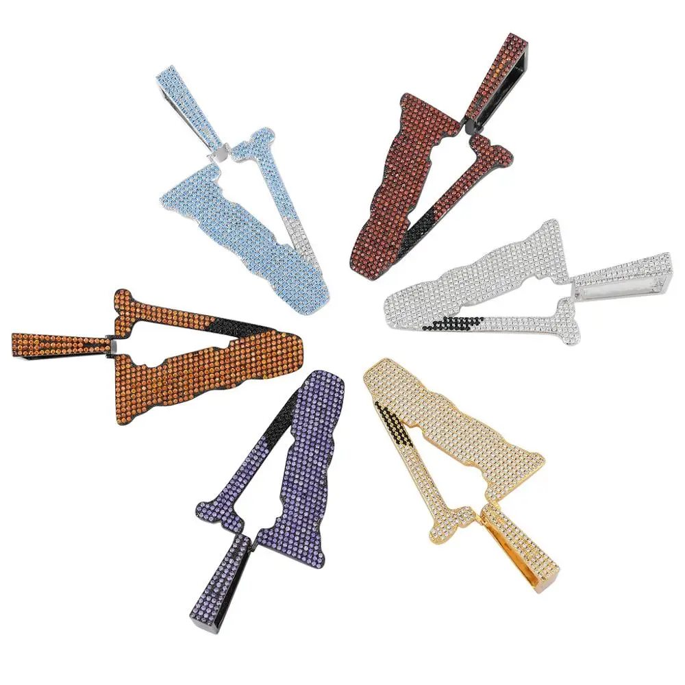 Цепочка в стиле хип хоп с фианитами класса ААА кулон серебристого и золотистого