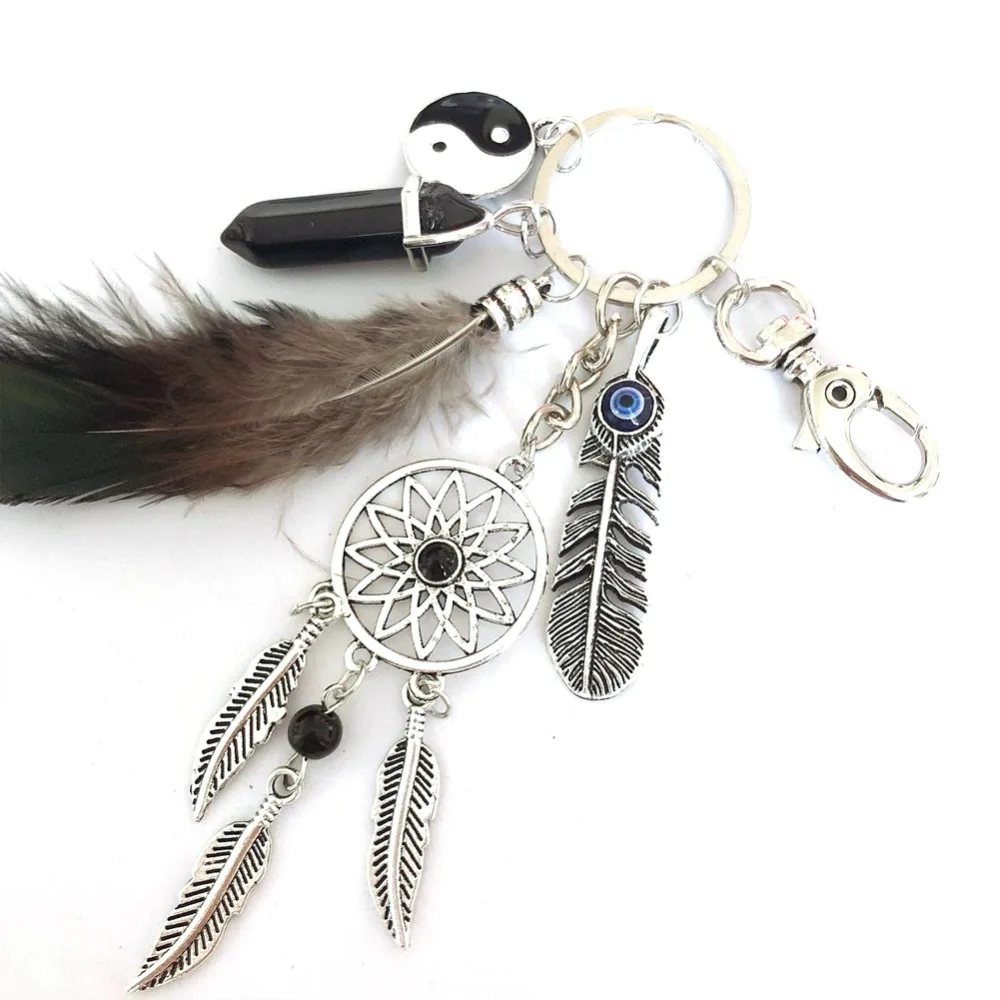 Черный Опал искусственная фантазия Ловец снов мужская кожаная сумка брелок для