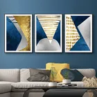 Абстрактный плакат с геометрическим принтом темно-синий золотой серый холст настенные картины Искусство украшение дома современные плакаты и принты