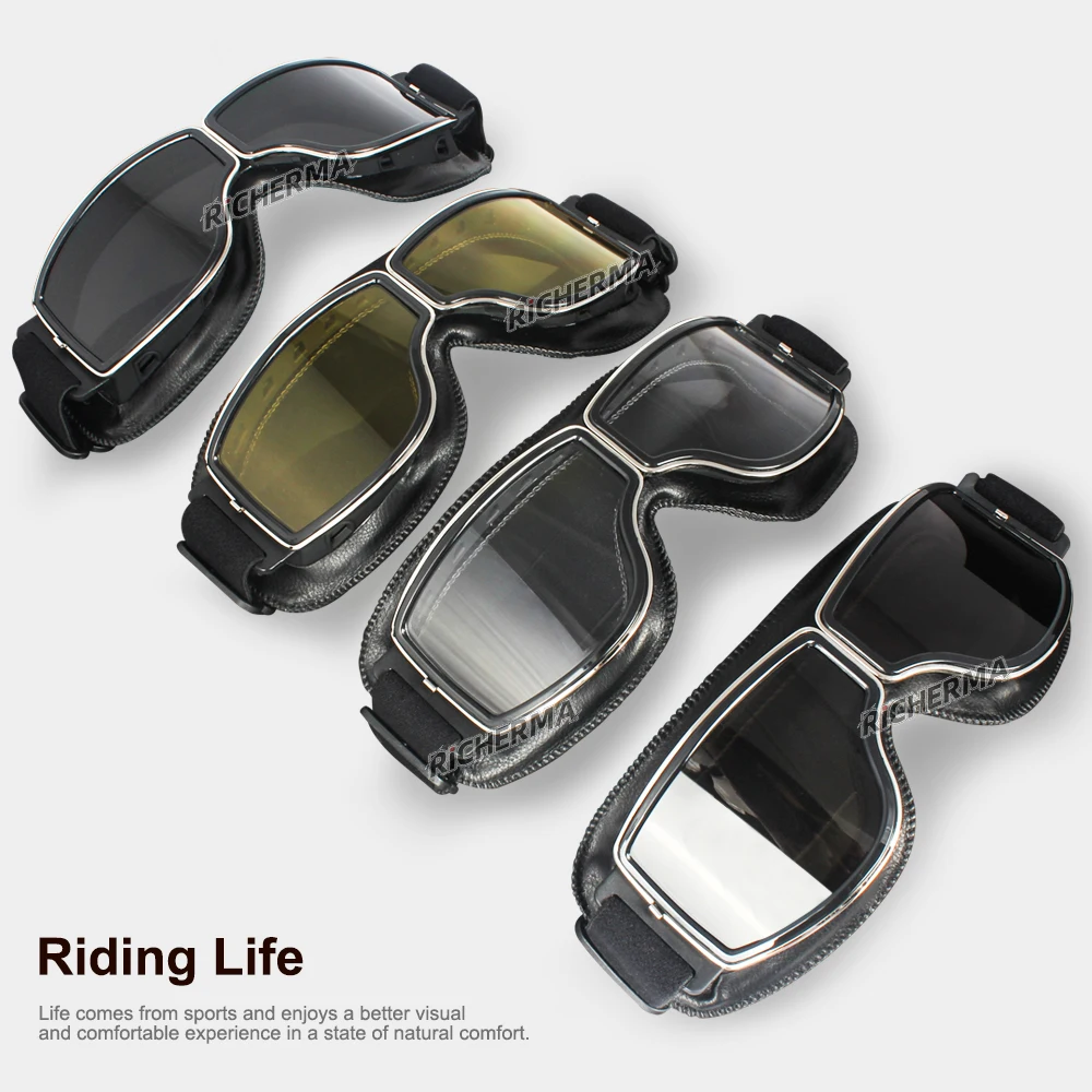 Мужские и женские винтажные очки для езды на мотоцикле велоспорта авиаторы с