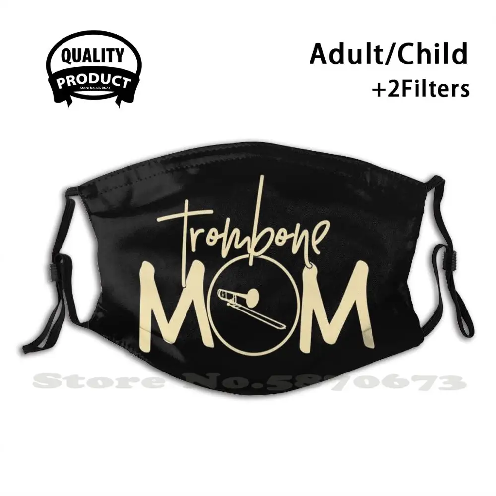 

Маска для лица с забавным тромбоном, моющаяся многоразовая маска для мамы против пыли, с фильтром, музыкальный инструмент, для учителя музыки