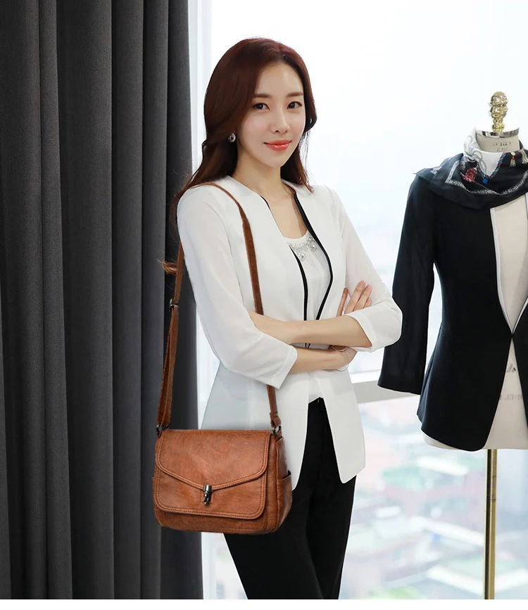 

Fashion Soft Leather Women Casual Shoulder Travel Bag Durable Leather Female Crossbody Shopping Bags Girl Leisure Messenger Bag