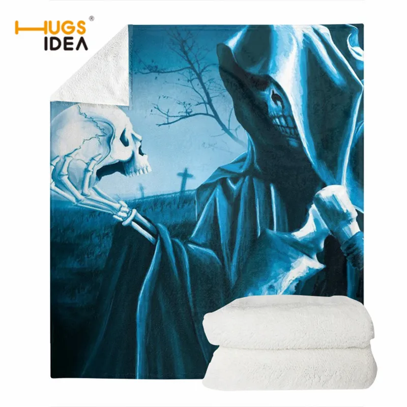 Одеяло в готическом стиле с рисунком скелета смерти | Дом и сад