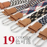 120 130cm length high quality menwomen canvas pin buckle belts casual elastic waistband braided jeans 19 tpyes 3 3cm in width