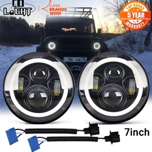 CO светильник 7-дюймовый светодиодный светильник s DRL HiLo луч 50 Вт 30 Вт Halo Кольцо Янтарный ангельский глаз для Niva мотоцикла Лада внедорожника 4x4 УАЗ 12В 24В