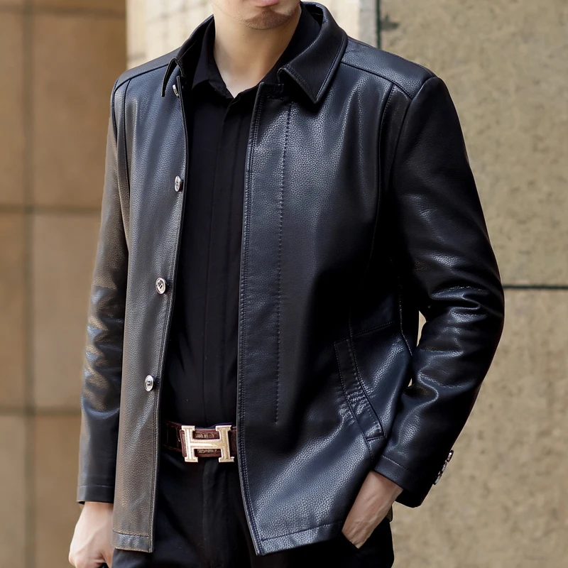 Верхняя одежда натуральная кожа мужские кожаные куртки Стиль для среднего