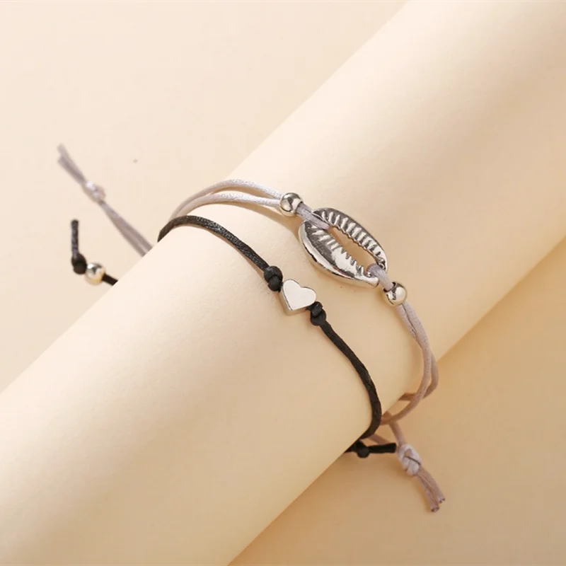 

Shell Heart Alloy Multilayer Bracelet Set Fashion Jewelry Accessories for Women