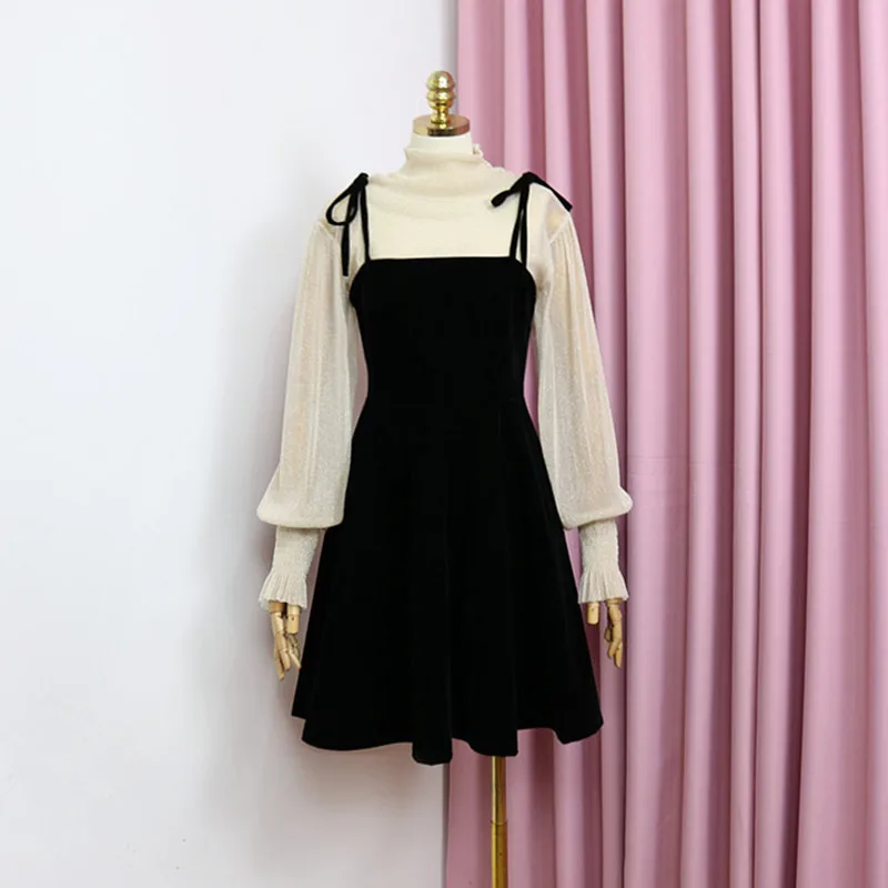 Комплект из двух предметов Женский элегантный прозрачные рукава-фонарики Топ с