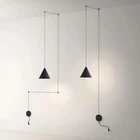 Современная Подвесная лампа, черный металлический длинный подвесной светильник в форме конуса, кухонный остров, прикроватный светильник