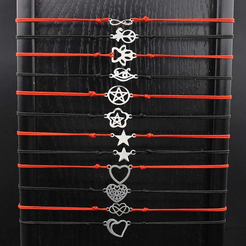 Невыцветающий мини-браслет из нержавеющей стали ручной работы черные красная