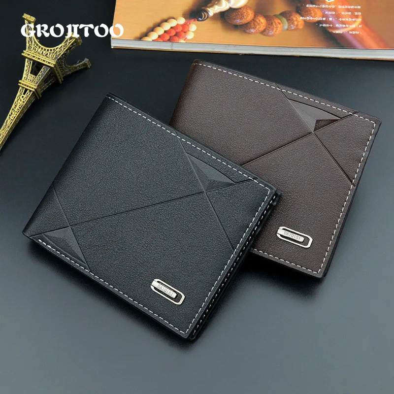 

Распродажа, двухскладной мужской короткий кошелек GROJITOO из искусственной кожи, кошелек с несколькими отделениями для кредитных карт, модный...