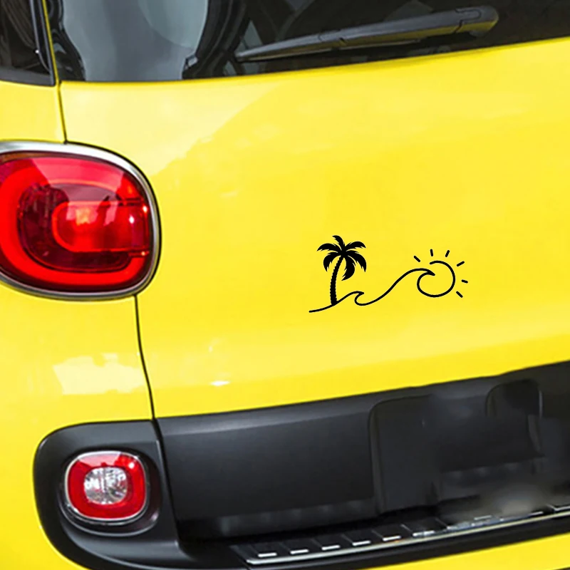 17*8 3 см Автомобильная наклейка s пальма и волны которые превращаются в солнце