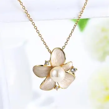 

Green gold flower pendant women's necklace N685 LKN18KRGPN679