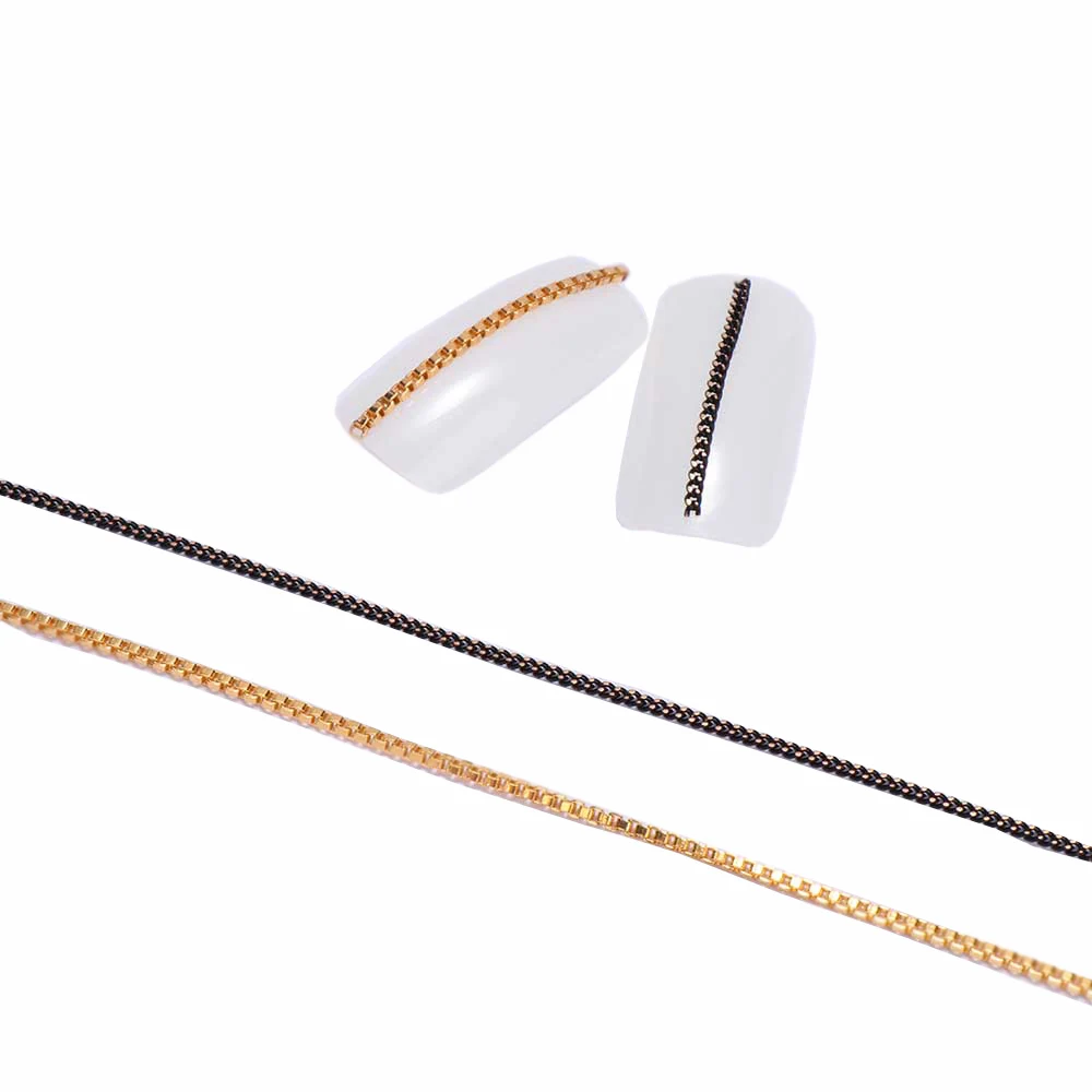 Золотая стальная цепь для ногтей 1 м 3D сделай сам панк металлическое ультратонкое