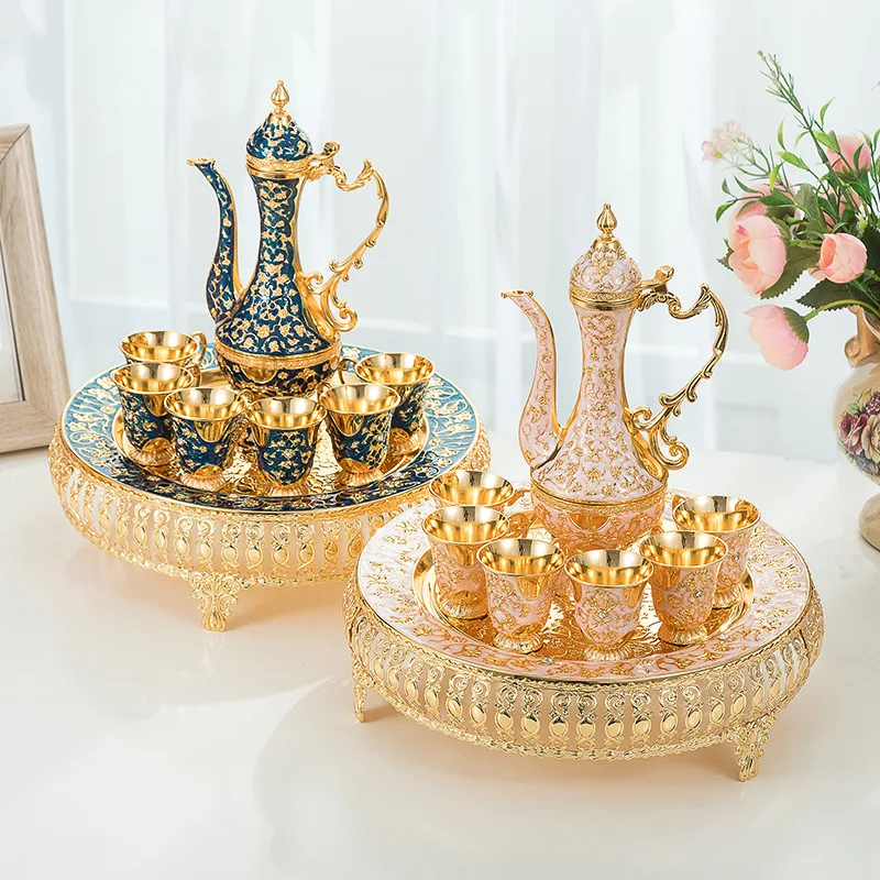 

New tray set wine set gift court luxury metal design wine pot whisky cup set