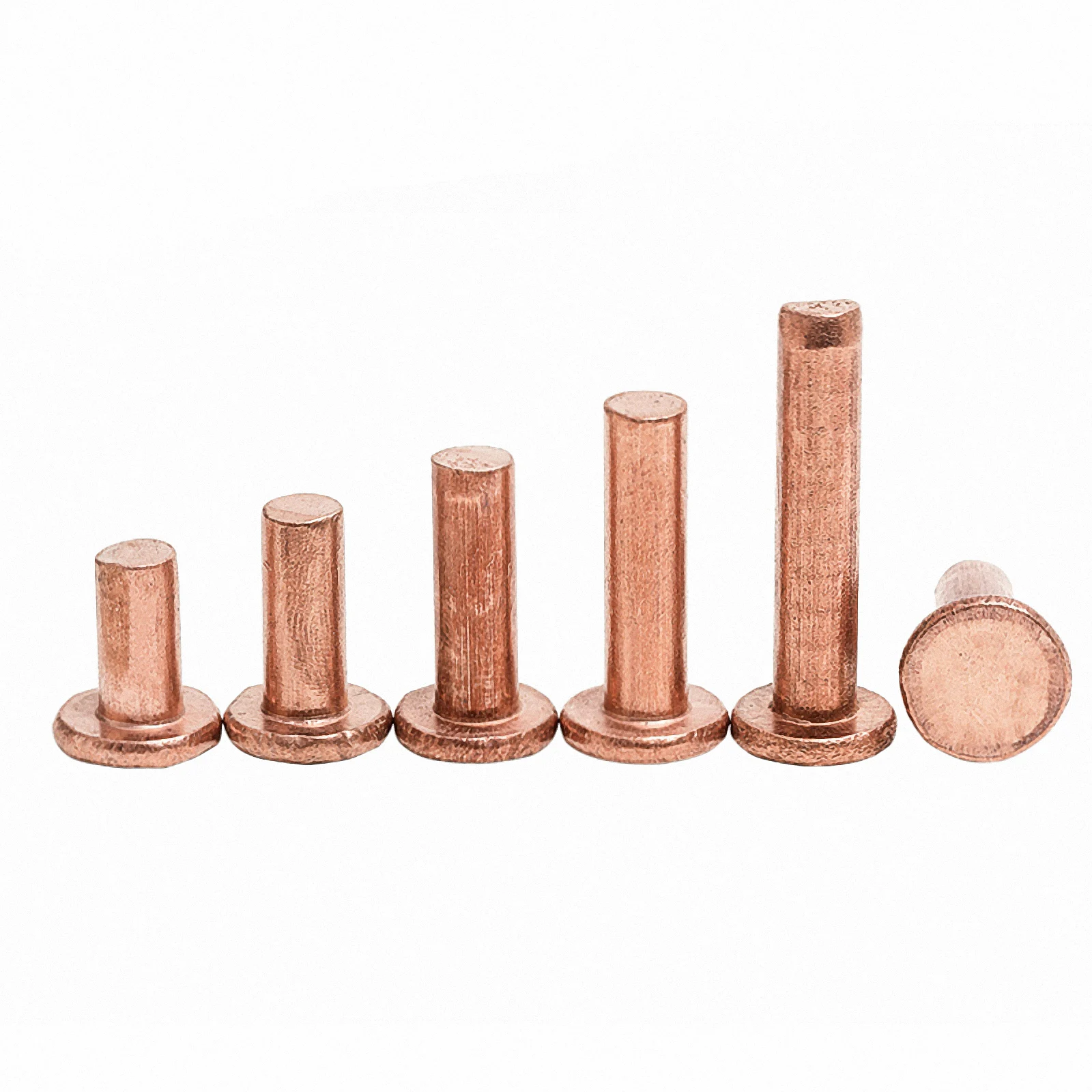 

50pcs / lot M2 M2.5 Copper Solid Rivets Knock Flat Head Rivet GB109 Length 3mm 4mm 5mm 6mm 8mm 10mm 12mm 16mm