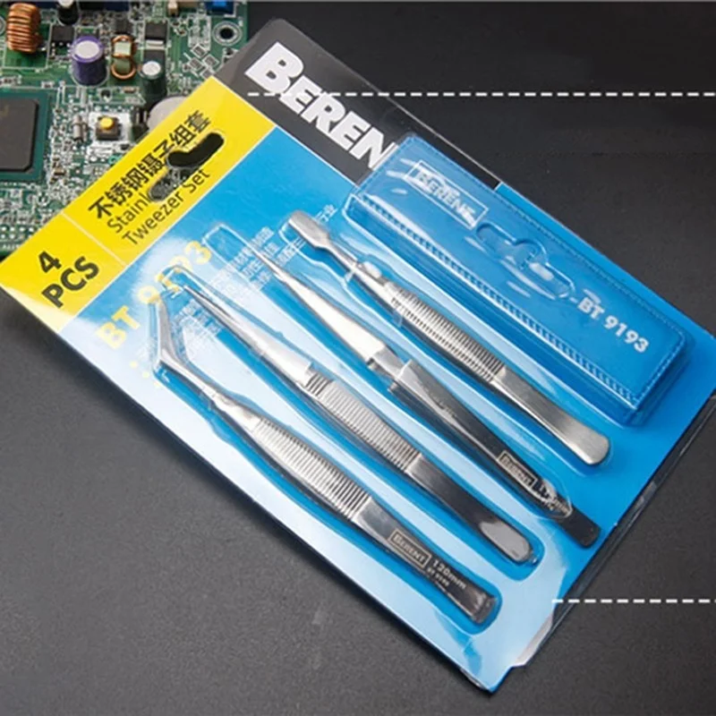 4 шт./компл. Пинцет из нержавеющей стали костюм прямой Изогнутый Рот точный