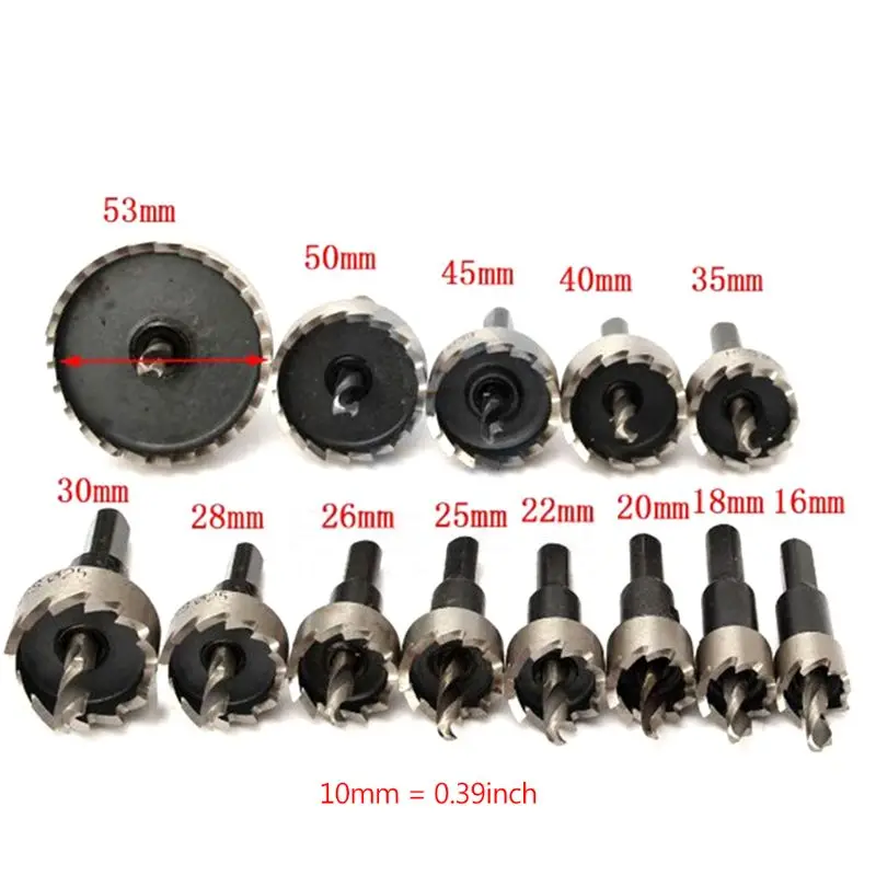

13 Pcs 16-53mm HSS Drill Bit Hole Saw Set for Stainless Steel Metal Alloy Wood Hole Cutter Punch Tools