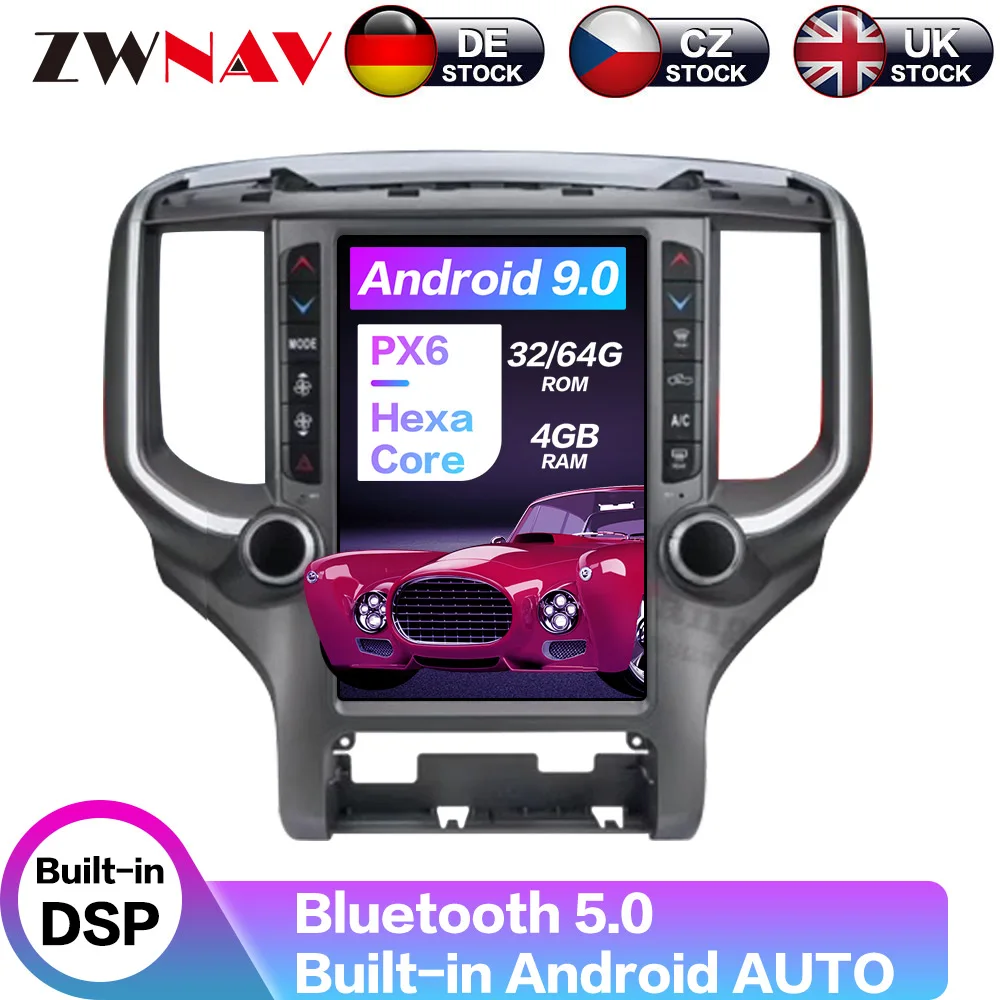 Android 9 для Dodge RAM 1500 2018 2019 2020 4 + 128G вертикальный экран Tesla автомобильный