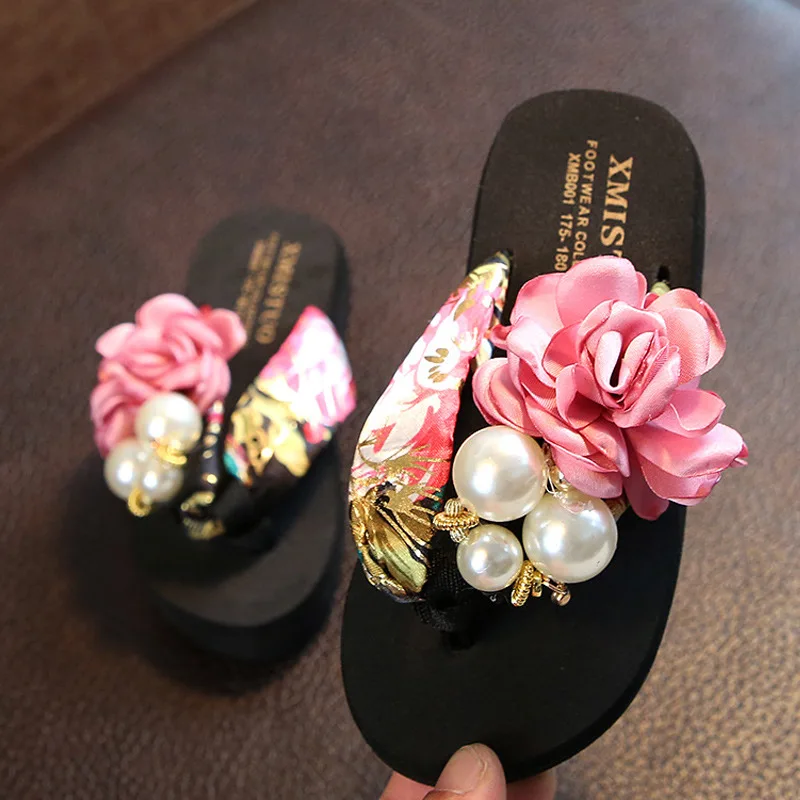 New Summer Women Non-slip Children's Flip-flops Girls Fashion Beach Shoes Pinch Sandals Female Flowers Slippers Wear Size 25-42