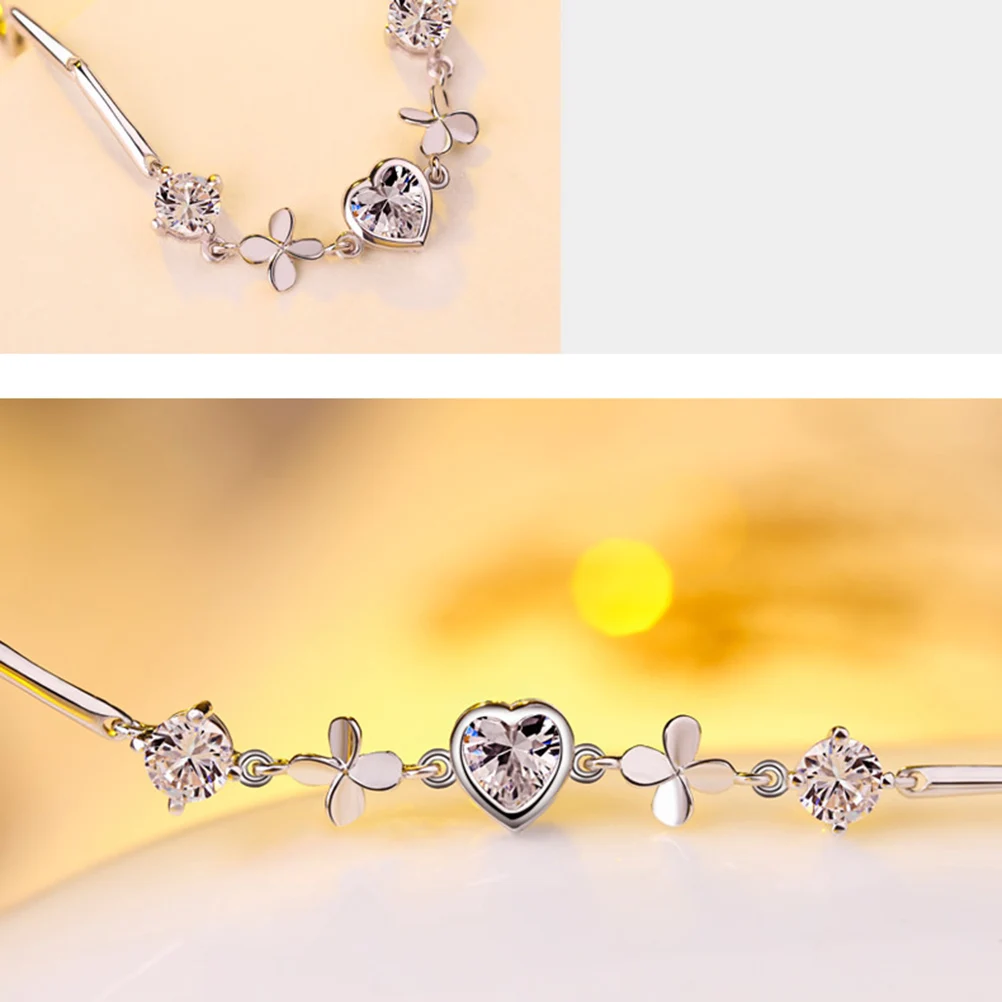 1 шт. Серебряный практичный браслет модный с клевером в форме сердца счастливый